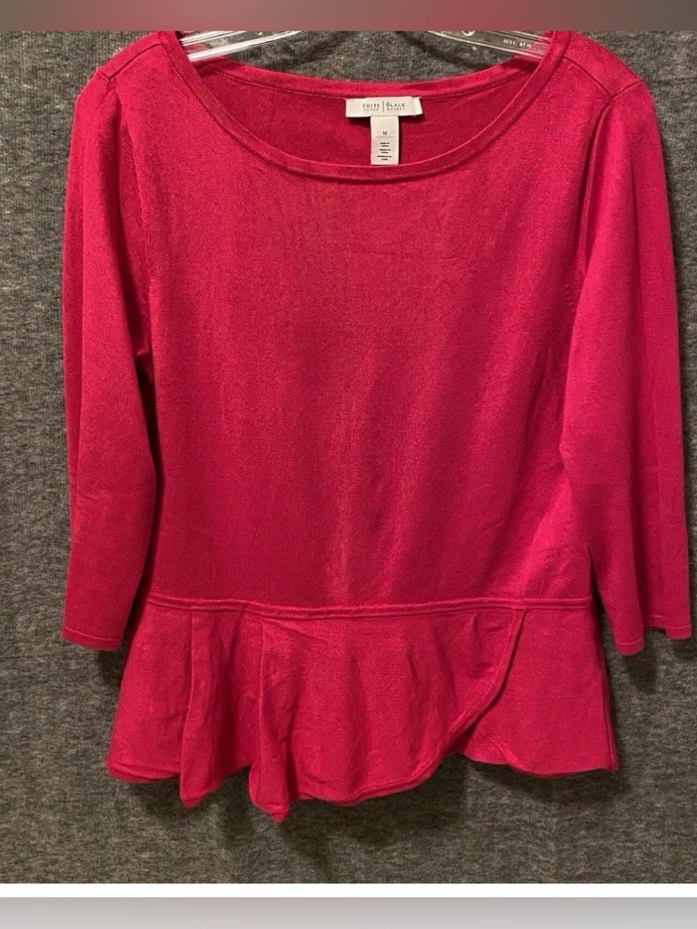 White House Black Market Magenta Peplum Sweater